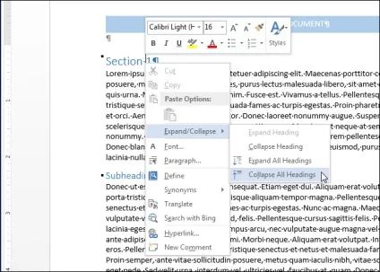 Як в word згортати і розгортати розділи документа (розділ) Як в word згортати і розгортати розділи документа