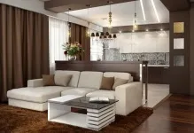Кухня-вітальня 18 кв м дизайн фото студія, квадратний Інтер'єр, поєднана планування, проект (кухня-вітальня) Кухня-вітальня 18 кв м дизайн фото студія, квадратний Інтер'єр, поєднана планування, проект