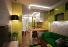 Кухня-вітальня 18 кв м дизайн фото студія, квадратний Інтер'єр, поєднана планування, проект (студія) Кухня-вітальня 18 кв м дизайн фото студія, квадратний Інтер'єр, поєднана планування, проект