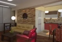 Кухня-вітальня 18 кв м дизайн фото студія, квадратний Інтер'єр, поєднана планування, проект (Інтер'єр) Кухня-вітальня 18 кв м дизайн фото студія, квадратний Інтер'єр, поєднана планування, проект