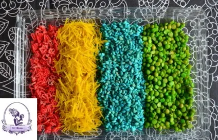Матеріали для дитячої творчості як пофарбувати рис та інші крупи харчовими барвниками - diy мами