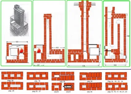 Піч з лежанкою порядовой схеми опалювально-варильних і камінних моделей (лежанкою) Піч з лежанкою порядовой схеми опалювально-варильних і камінних моделей