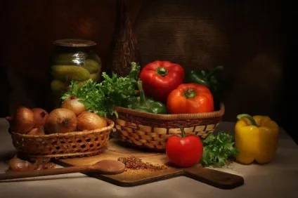 Малювання натюрморт з овочами