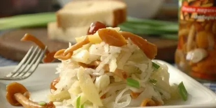 Салат з маринованими опеньками - рецепти з фото, калорійність (рецепти) Салат з маринованими опеньками - рецепти з фото, калорійність