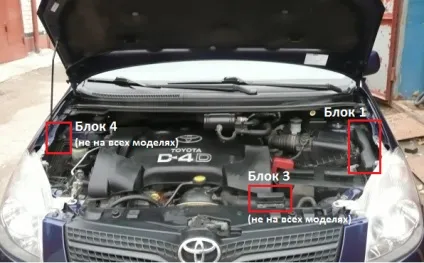 Схема блоків запобіжників toyota corolla Е120-е130 (запобіжників) Схема блоків запобіжників toyota corolla Е120-е130