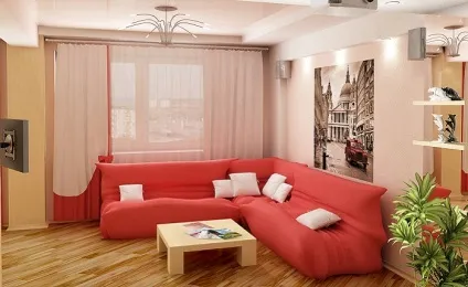 Кутовий диван в інтер'єрі маленької вітальні - фото, ідеї (кутовий) Кутовий диван в інтер'єрі маленької вітальні - фото, ідеї