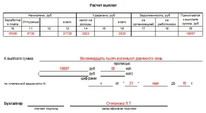 Записка-розрахунок при звільненні
