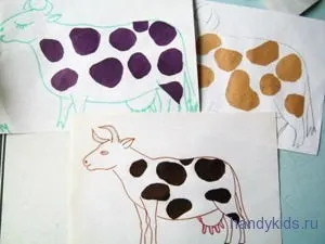 Аплікація з домальовуванням корова (аплікація корова) Аплікація з домальовуванням корова