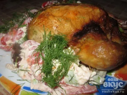 Курча фарширований грибами і томатами (покроковий фото рецепт)