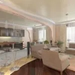 Дизайн стелі в вітальні суміщеної з кухнею (кухнею) Дизайн стелі в вітальні суміщеної з кухнею