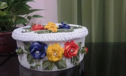 Ефектна в'язана гачком шкатулка, рукоділля (шкатулка) Ефектна в'язана гачком шкатулка, рукоділля