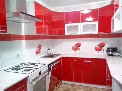 Глянцевий кухня 70 фото, плюси і мінуси, матова або глянсова, догляд, дизайн кухні, інтер'єр,