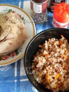 Гречка з куркою в пароварці