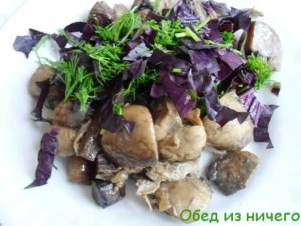 Гриби, смажені з цибулею і курячим м'ясом, обід з нічого (гриби з куркою) Гриби, смажені з цибулею і курячим м'ясом, обід з нічого