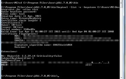 Як отримати sha1 в android keystore