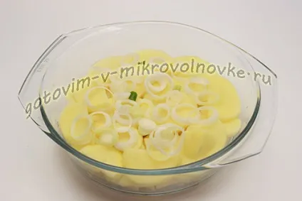 Картопляна запіканка з фаршем в мікрохвильовці