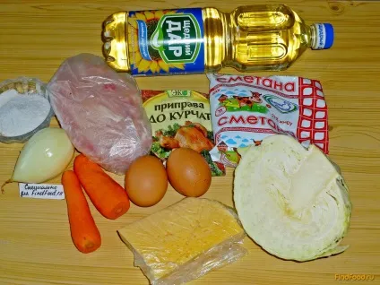 Смажена капуста з куркою під сиром рецепт з фото
