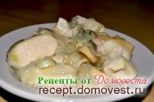 Курка тушкована з грибами та цибулею - рецепти від домовеста (швидко) Курка тушкована з грибами та цибулею - рецепти від домовеста