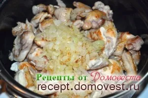 Курка тушкована з грибами та цибулею - рецепти від домовеста (гриби) Курка тушкована з грибами та цибулею - рецепти від домовеста