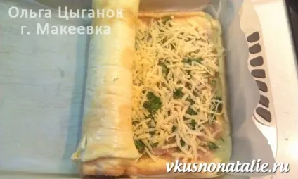 Курячий рулет з омлетом і сиром (яєчний рулет з фаршем) Курячий рулет з омлетом і сиром