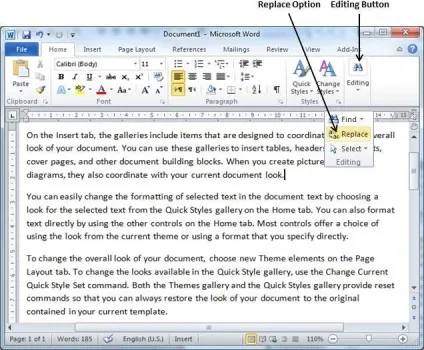 Знайти і замінити в word 2010
