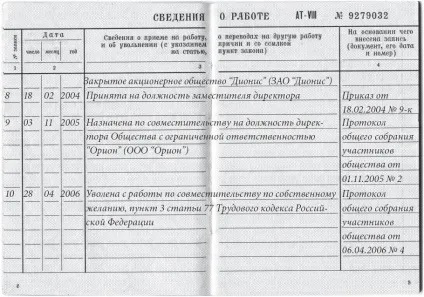Зразок внесення запису в трудову книжку генеральному директору у 2017 році (записи) Зразок внесення запису в трудову книжку генеральному директору у 2017 році