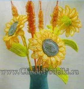 Соняшник з бісеру, схема плетіння (плетіння) Соняшник з бісеру, схема плетіння