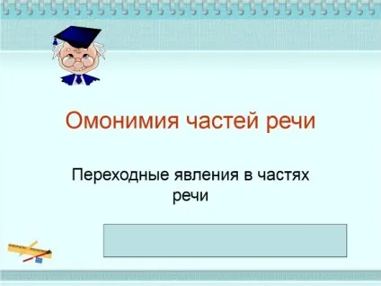 Презентація «омонімія частин мови» (вечір запам'ятався відвідуванням вистави) Презентація «омонімія частин мови»