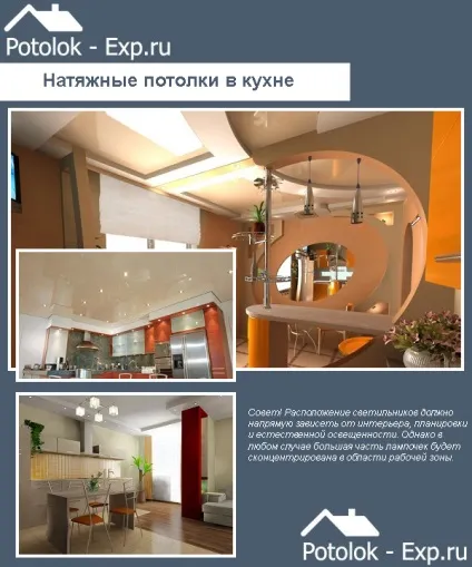 Розташування точкових світильників на натяжній стелі в кімнатах, фото (світильників натяжній стелі) Розташування точкових світильників на натяжній стелі в кімнатах, фото