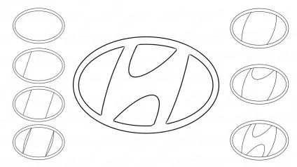 Малюнок емблеми hyundai намальований олівцем (hyundai) Малюнок емблеми hyundai намальований олівцем