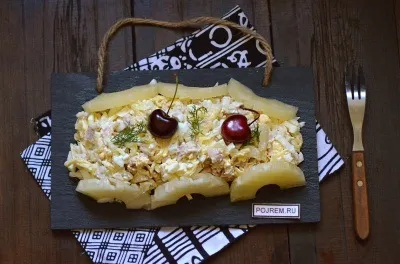 Салат - ніжний - з ананасом і куркою - покроковий рецепт з фото як приготувати