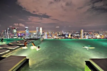 Найвищий басейн у світі на даху хмарочоса marina bay sands skypark, сингапур - туристичний (світі) Найвищий басейн у світі на даху хмарочоса marina bay sands skypark, сингапур - туристичний