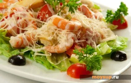 Склад салату цезар - класичний, з куркою, з креветками (салату) Склад салату цезар - класичний, з куркою, з креветками