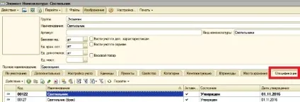 Специфікації в 1с УПП