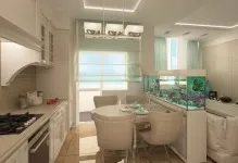 Акваріум в інтер'єрі вітальні фото в залі між кухнею, дизайн (акваріум в інтер'єрі вітальні фото) Акваріум в інтер'єрі вітальні фото в залі між кухнею, дизайн
