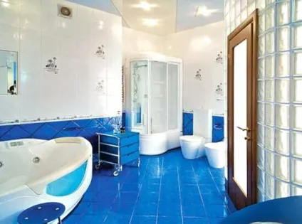 Ванна в морському стилі плитка, підлогу, меблі, аксесуари