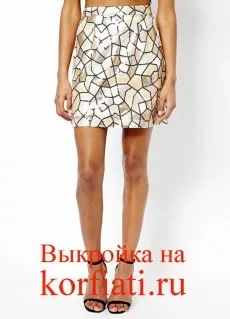 Форма міні-спідниці від школи шиття а (викроїти Передня половинка спідниці) Форма міні-спідниці від школи шиття а