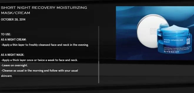 Моя перша нічна маска для обличчя givenchy hydra sparkling short night recovery mask