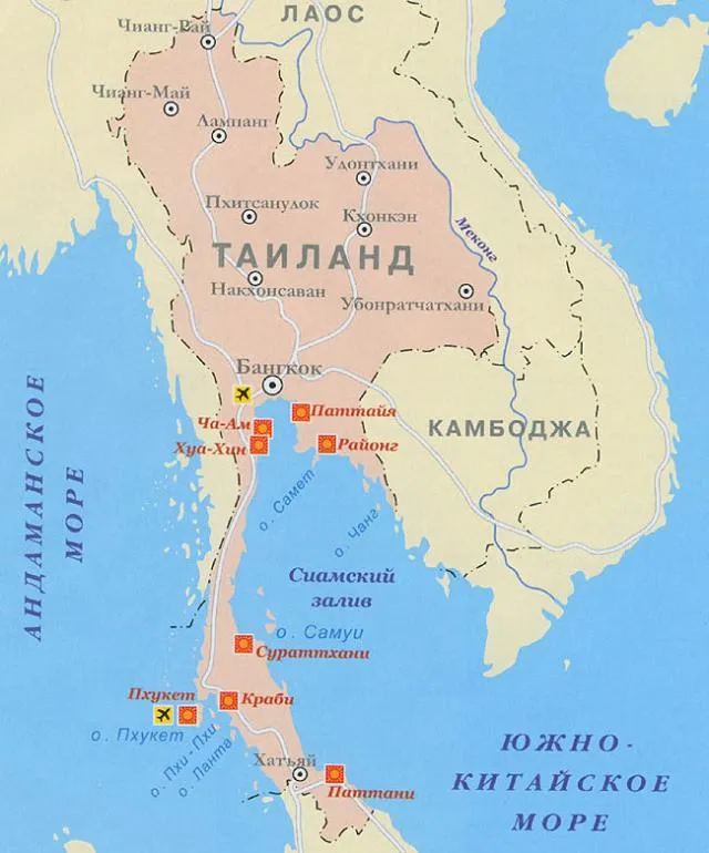 Паттайя на карті Таїланду