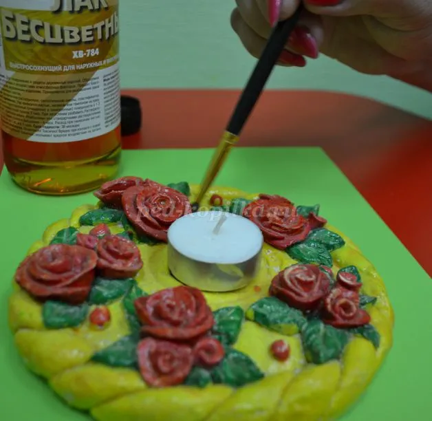 Підсвічник з солоного тіста з трояндами своїми руками (тесту) Підсвічник з солоного тіста з трояндами своїми руками
