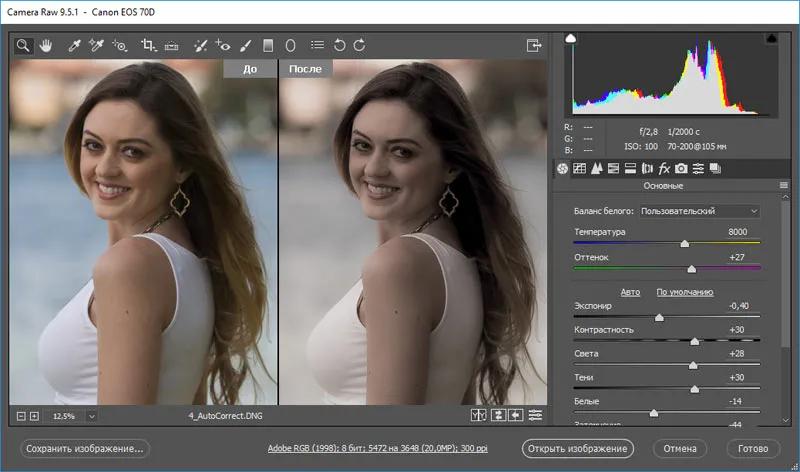 Перегляд в camera raw станів до
