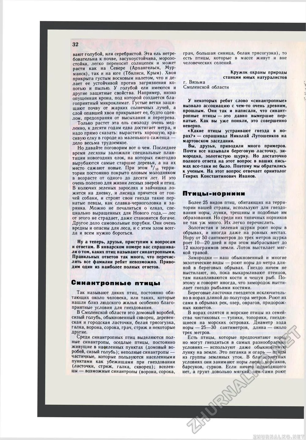 Синантропні птиці птиці-норніні - юний натураліст 1981-12, сторінка 34 (натураліст) Синантропні птиці птиці-норніні - юний натураліст 1981-12, сторінка 34