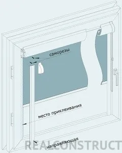 Варіанти конструкції кріплення рольштор на пластикові вікна, realconstruct (рольштори на пластикові вікна) Варіанти конструкції кріплення рольштор на пластикові вікна, realconstruct