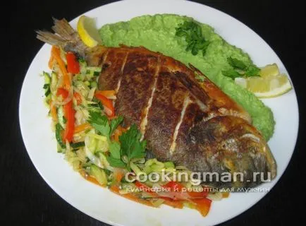 Дорада смажена - кулінарія для чоловіків (суміші чорного червоного перцю) Дорада смажена - кулінарія для чоловіків