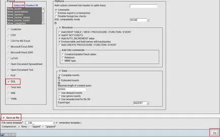 Експорт бази даних (phpmyadmin)