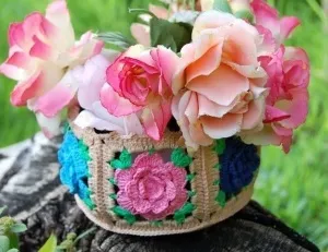 Квітковий горщик обв'язаний гачком, nicehandmade - в'язання гачком для будинку (горщик) Квітковий горщик обв'язаний гачком, nicehandmade - в'язання гачком для будинку