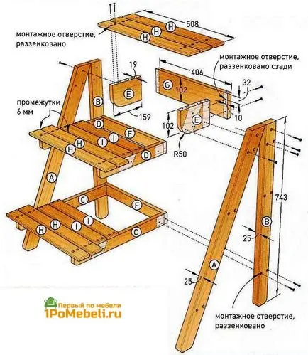 Як зробити полки, стелажі для квітів своїми руками креслення, інструкції (розташовуватимуться ззаду) Як зробити полки, стелажі для квітів своїми руками креслення, інструкції