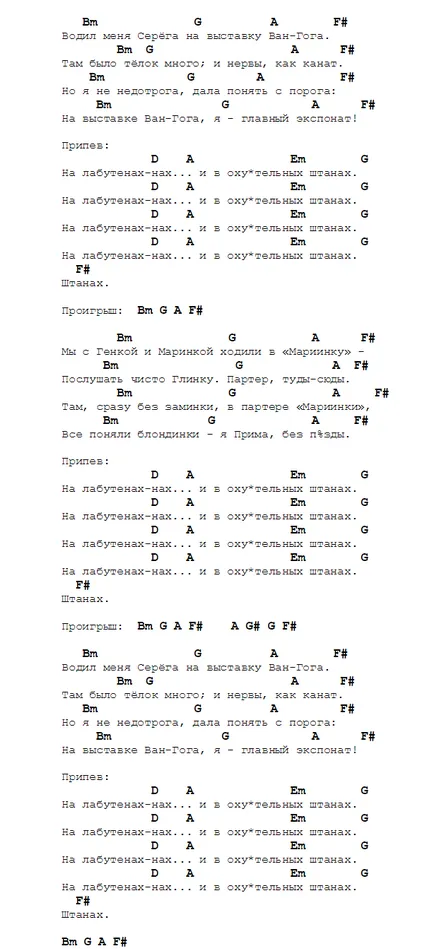 Ленінград - на лабутенах акорди текст і бій на гітарі (текст) Ленінград - на лабутенах акорди текст і бій на гітарі