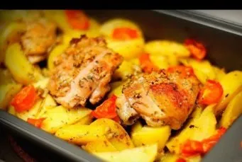 Дієтичний рецепт курки з картоплею в духовці (курки) Дієтичний рецепт курки з картоплею в духовці