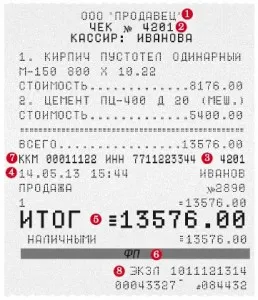 Обов'язкові реквізити касового чека ККТ, Аллат (нормативна база ККТ) Обов'язкові реквізити касового чека ККТ, Аллат